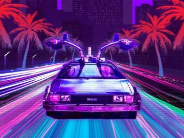 Wallpaper Retro Lux Cars Outdrive Retrowave