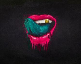 Green Tongue Pink Lips Desktop Pc And Mac Wallpaper
