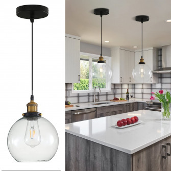 Sbojzm Glass Pendant Light Vintage Globe Lighting For Kitchen Wallpaper