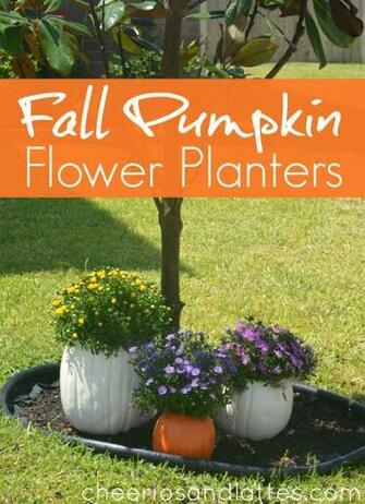 Fall Pumpkin Flower Planters Falldecorations Pumpkins Pumpkinideas
