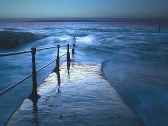 Pier Water Sea Flooding Handrail Stock Photos Image HD