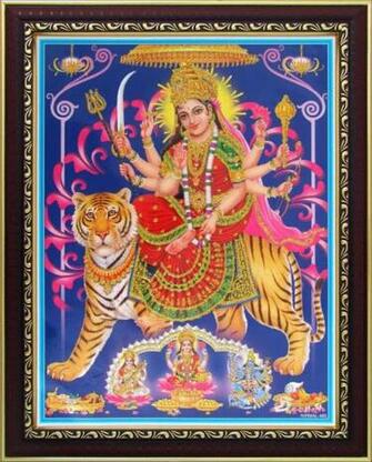 Goddess Amba Ambaji Maa Sheravali Poster Paper Print Art