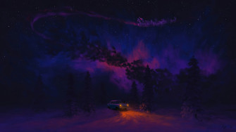 Santa Claus Sleigh Night Christmas Art 4k Wallpaper iPhone HD