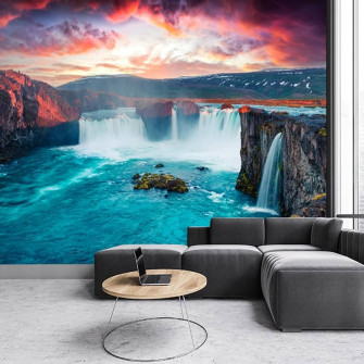 Amazon Sunset Lake Scenery Wall Mural 3d Burning Clouds