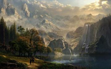 Riding To The Castle On Mountain Wallpaper Fantasy