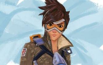Wallpaper Overwatch Blizzard Tracer Fps Girl Art Glasses