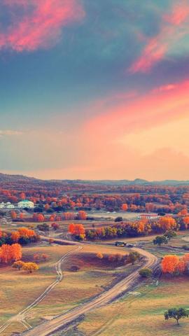 Autumn Clouds Sunset Trees iPhone Wallpaper Aesthetic