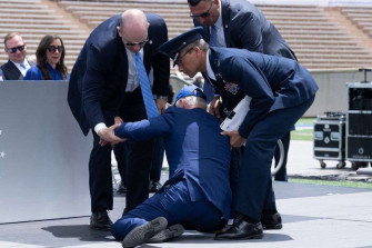 Biden Falls At Graduation But Gets Back Up And Finishes Ceremony