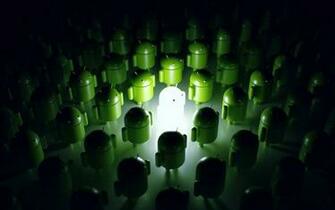 Schwarze Android Wallpaper Mit Gr Nen Roboter HD