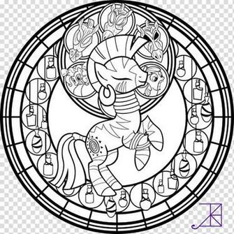 Stained Glass Zecora Line Art Sans Smoke White Unicorn