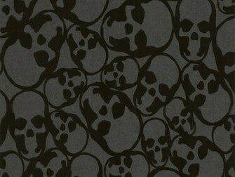 Delivery On Barbara Hulanicki Skulls Black Flock Wallpaper
