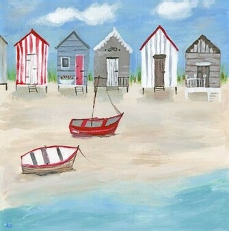 Illustrative Beach Huts Printed S By Arthouse Wallpaper Direct