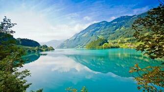Summer Mountains Nature Lake River Grass
