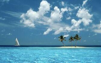 Sailing Ship To A Desert Island Wallpaper