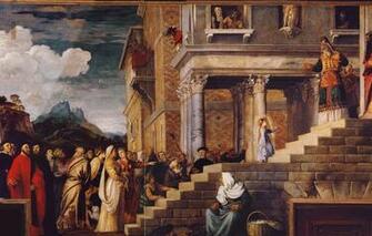 Wallpaper Clouds Titian Vecellio The Introduction Of Virgin