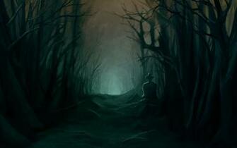 Tombstone Dark Halloween Trees Forest Woods Night Scary Spooky