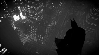 Comics Silhouettes Gotham City Grayscale Lights Artwork Wallpaper