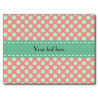Mint Green And Pink Polka Dot Pattern Postcard