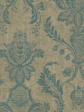 Turquoise Rustic Damask Medallion Wallpaper Traditional