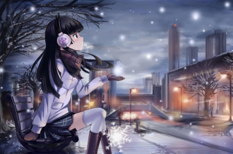 Anime Girl Winter Night 5k Chromebook Pixel HD 4k