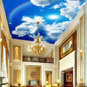 Compre Personalizado Techo Grande Mural Wallpaper Azul Cielo Y