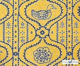 Anna Spiro Kaka Duck Multi Kdm1 Yellow Background Navy