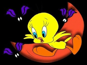 Tweety Bird Background With Glitter And Sylvester Car