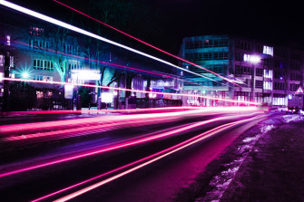Neon Trail Lights Road 5k iPad Air HD 4k Wallpaper Image