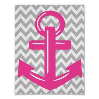 Chevron Neon Pink Anchor Print