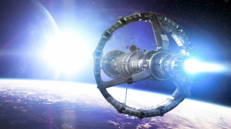 Space Ship Between Planetary Journey Through 4k Ultra HD