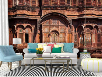 Amazon Wall Mural Decorated Carved Windows In Rajasthan India