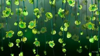 Bright Green Flower Vines Wallpaper