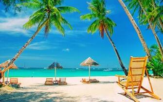 Landscape Beach Deck Chairs Wallpaper HD Wallpaperlepi