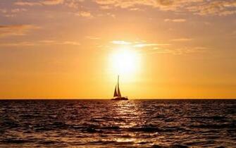 Sailing Ship Enjoying The Ocean Sunset Wallpaper Photography