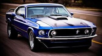 Blue Vintage Cars Power Classic Highway Chrome Ford