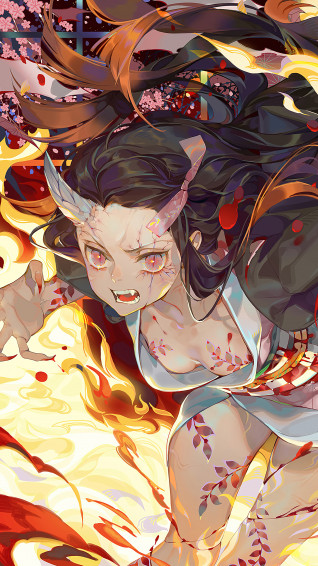 Nezuko Demon Form 4k Phone iPhone Wallpaper 5761c