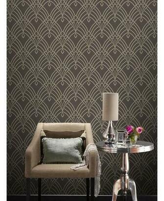 Astoria Deco Wallpaper Charcoal And Silver Rasch Interior