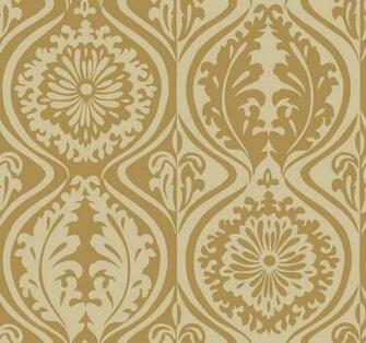 Interior Place Brown Nn4084 Contempo Medallion Damask Wallpaper