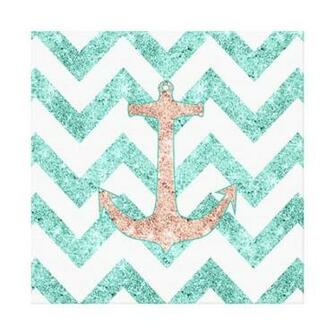 Chevron Anchor Background Coral Glitter Nautical