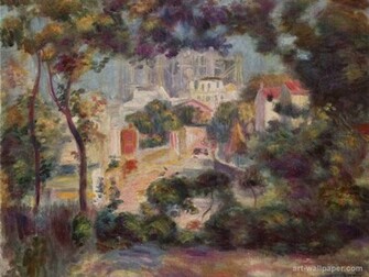 With A Of Sacre Coeur Renoir Pierre Auguste Wallpaper