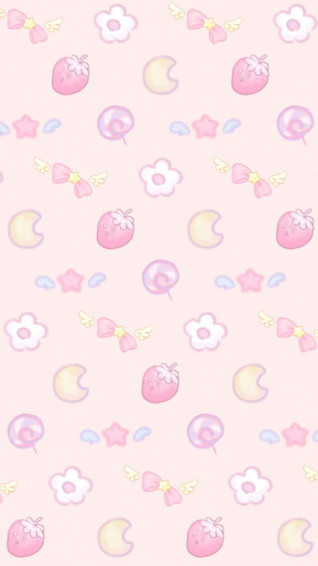 Pink Kawaii Pastel Cute Strawberry Wallpaper
