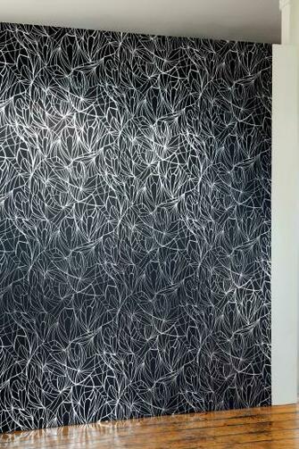 Leaf Wallpaper Silver And Black Monument Interiors