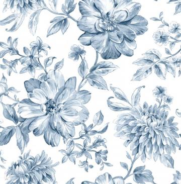 Brewster Essentials Sq Ft Blue Non Woven Floral
