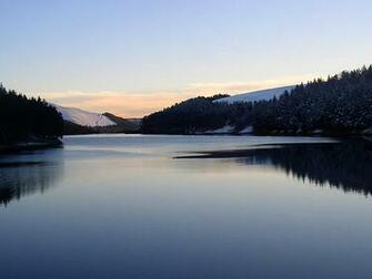 Desktop Background Of A Calm Howden Reservoir In Winter With Snow