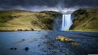 Skogafoss Waterfall Iceland 4k HD Desktop Wallpaper For