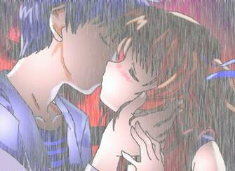 Zoo Park Anime Couple Love Kiss Wallpaper Pictures