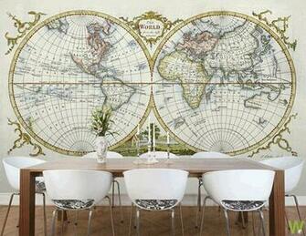 New Interior Trend Vintage Map Wallpaper Design Swan