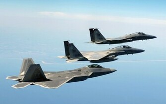 F22 Raptors Wallpaper Stock Photos