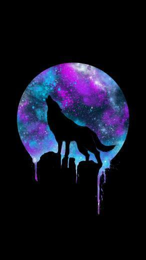 Wolf Howling At The Moon Galaxy Wallpaper For Tech