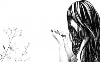 Sad Anime Girl Black And White Wallpaper